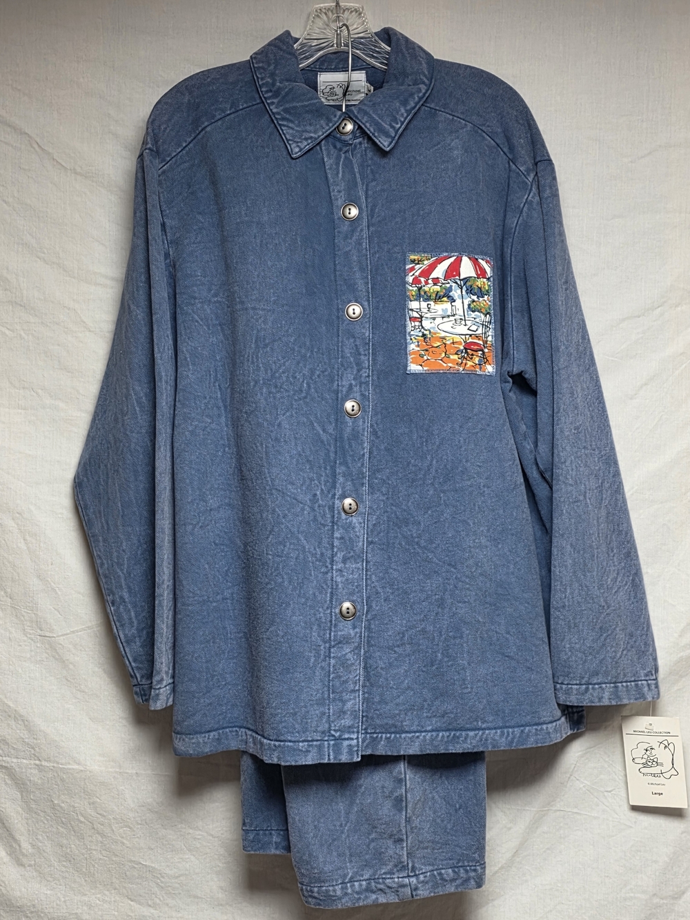 NWT Michael Leu Art To Wear Cafe Scene 2 Piece Set Pants & Button Up Shirt